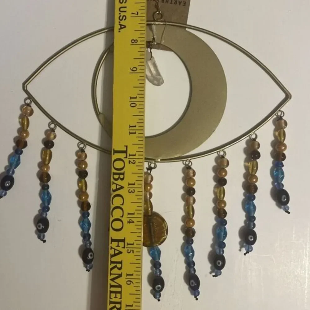 Earthbound Metal Eye Wall‎ Hanger W Evil Eye Beads And Crystal Quartz
